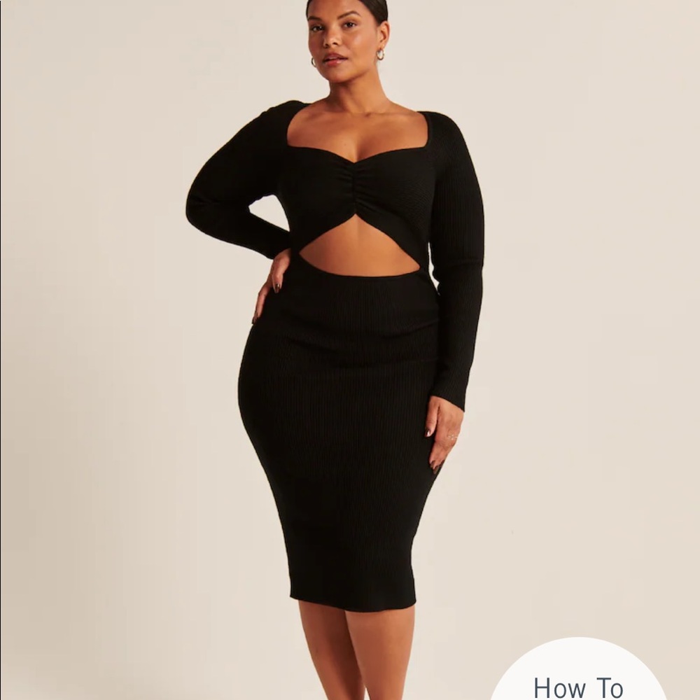 Abercrombie & Fitch Black Midi Dress